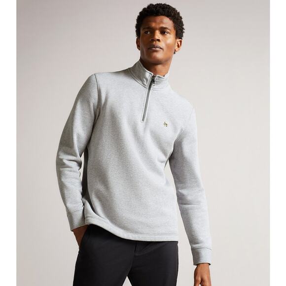 Ted Baker Long Sleeve Kilbrn Half Zip Sweatshirt Light Grey Size XXL‎